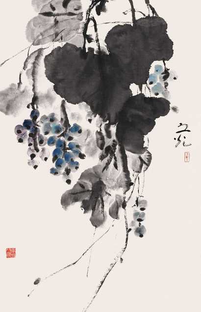谢之光 葡萄 立轴
